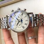 Fake Patek Philippe Chronograph Watches - Stainless Steel White Roman Face
